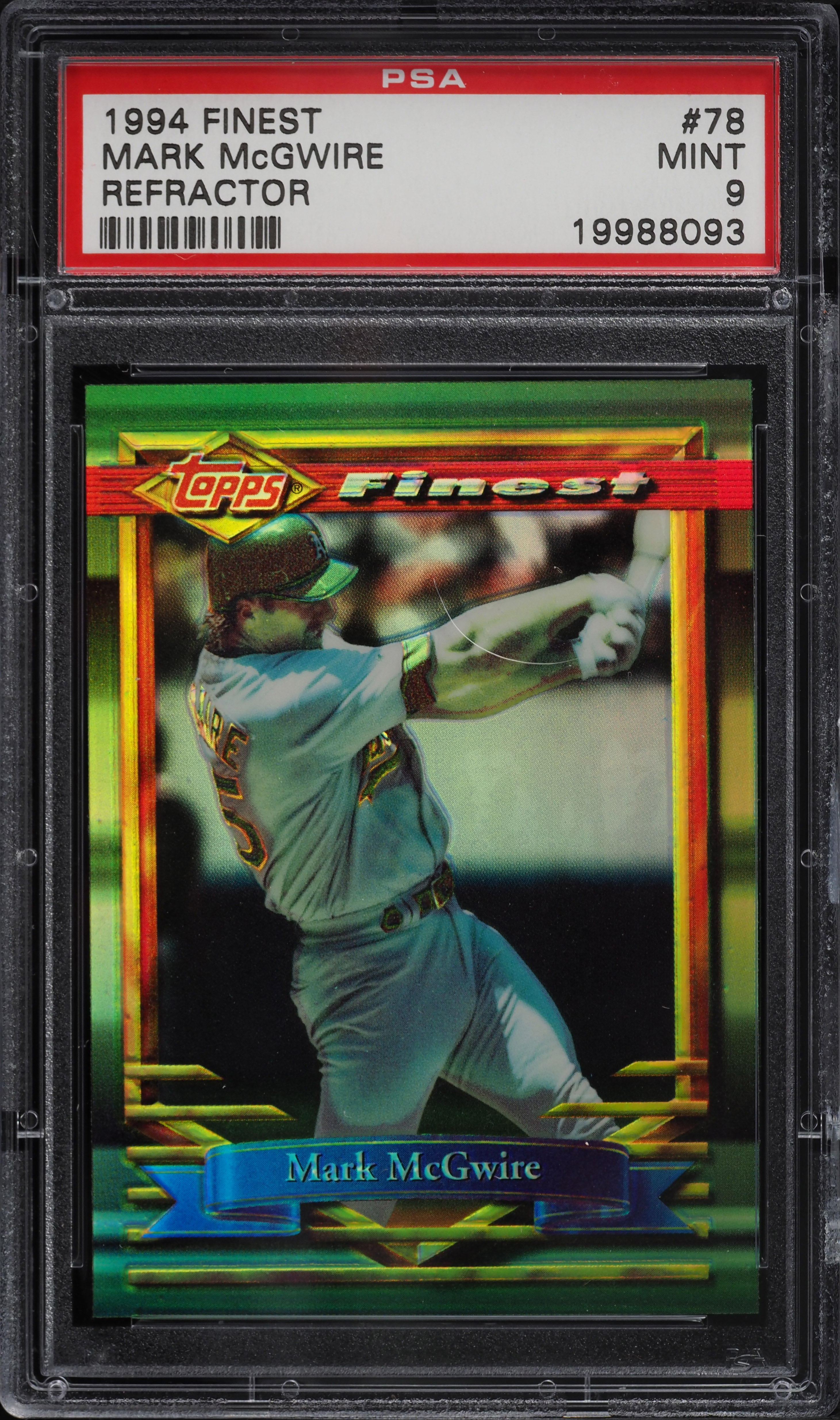 1994 Finest Refractor Mark McGwire #78 PSA 9 MINT on Fanatics Collect