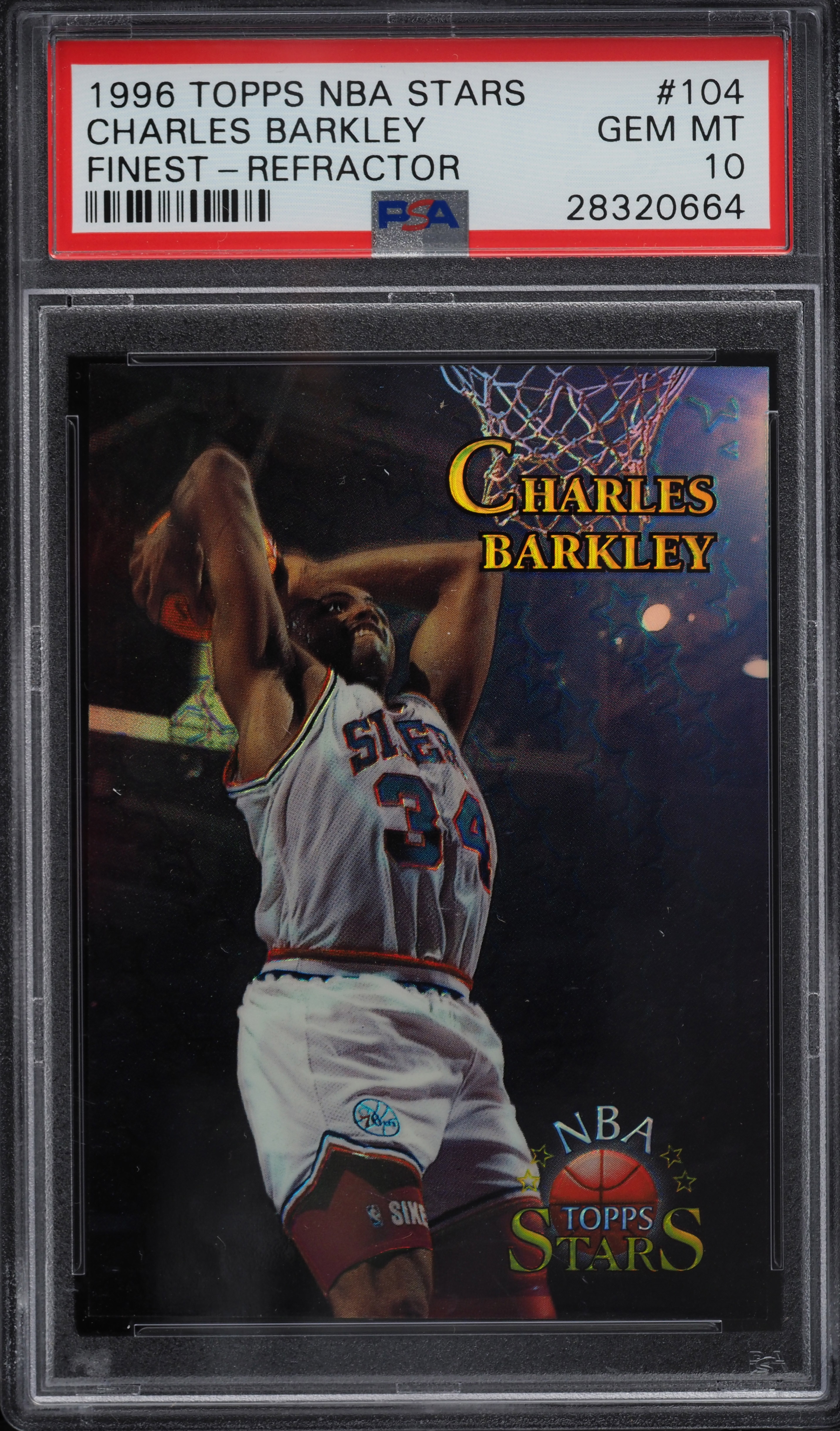 1996 Topps NBA Stars Finest Refractor Charles Barkley #104 PSA 10 