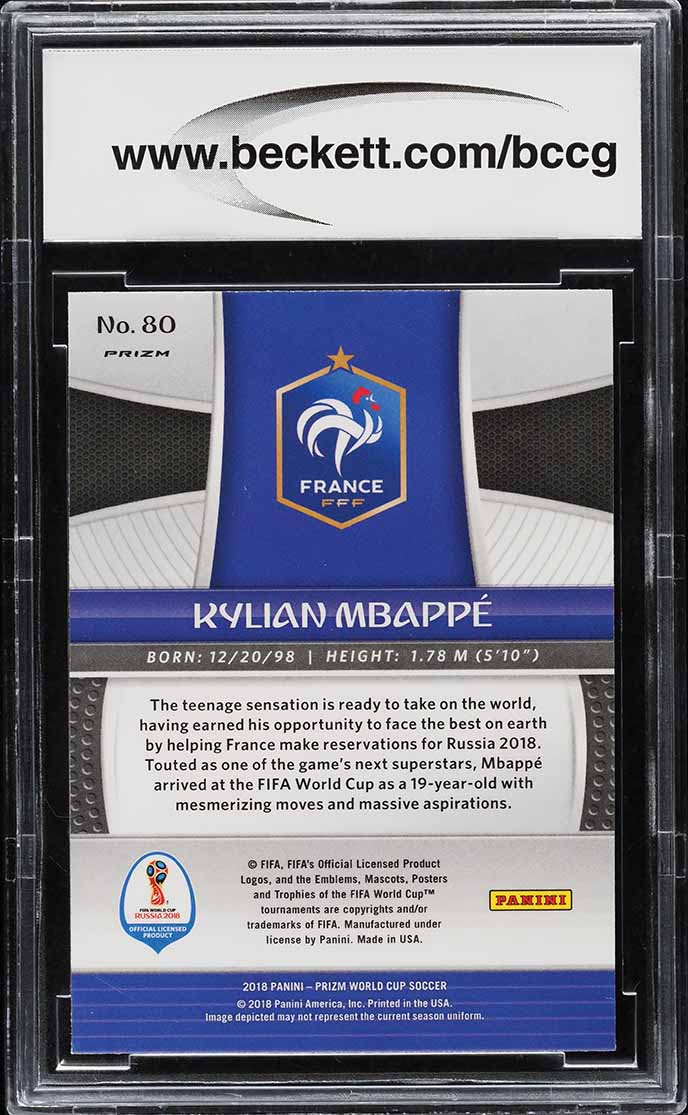 2018 Panini Prizm World Cup Silver Kylian Mbappe ROOKIE #80 BCCG 10