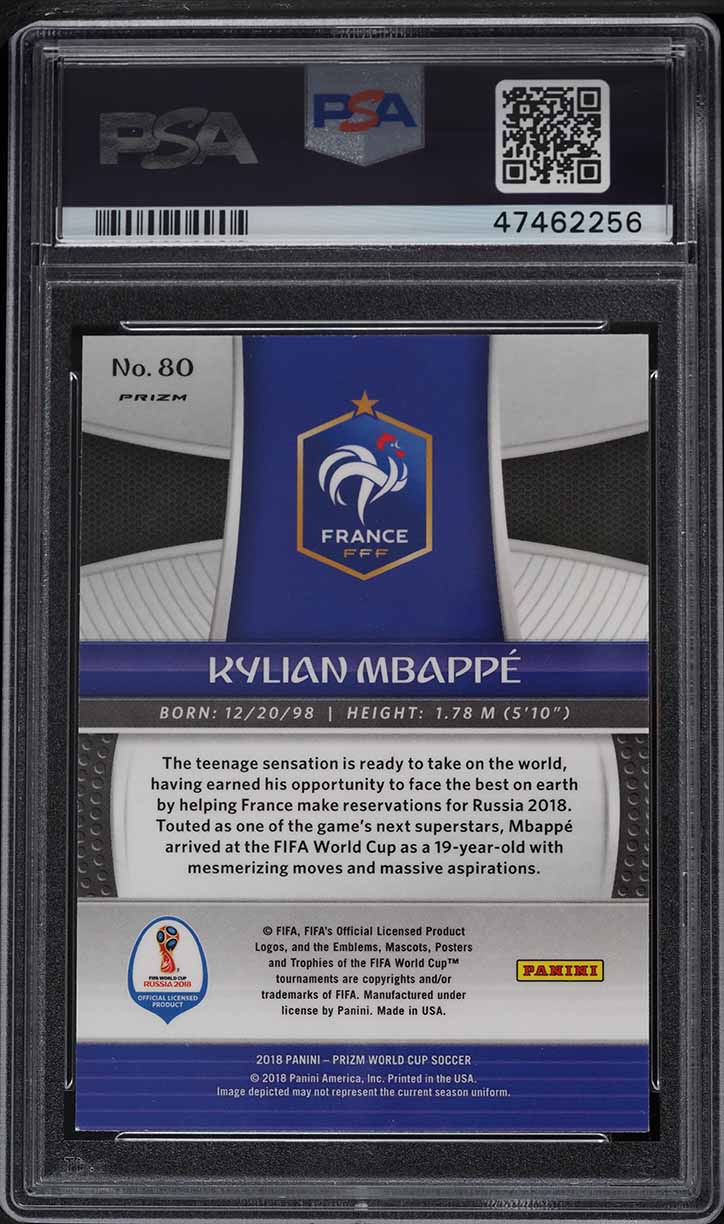 2018 Panini Prizm World Cup Lazer Kylian Mbappe ROOKIE RC #80 PSA 10 GEM MINT