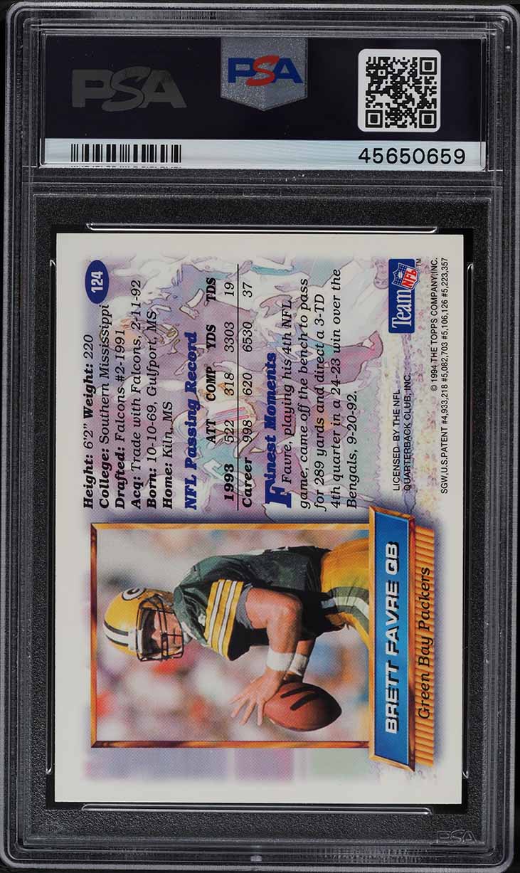 1994 Finest Refractor Brett Favre #124 PSA 9 MINT