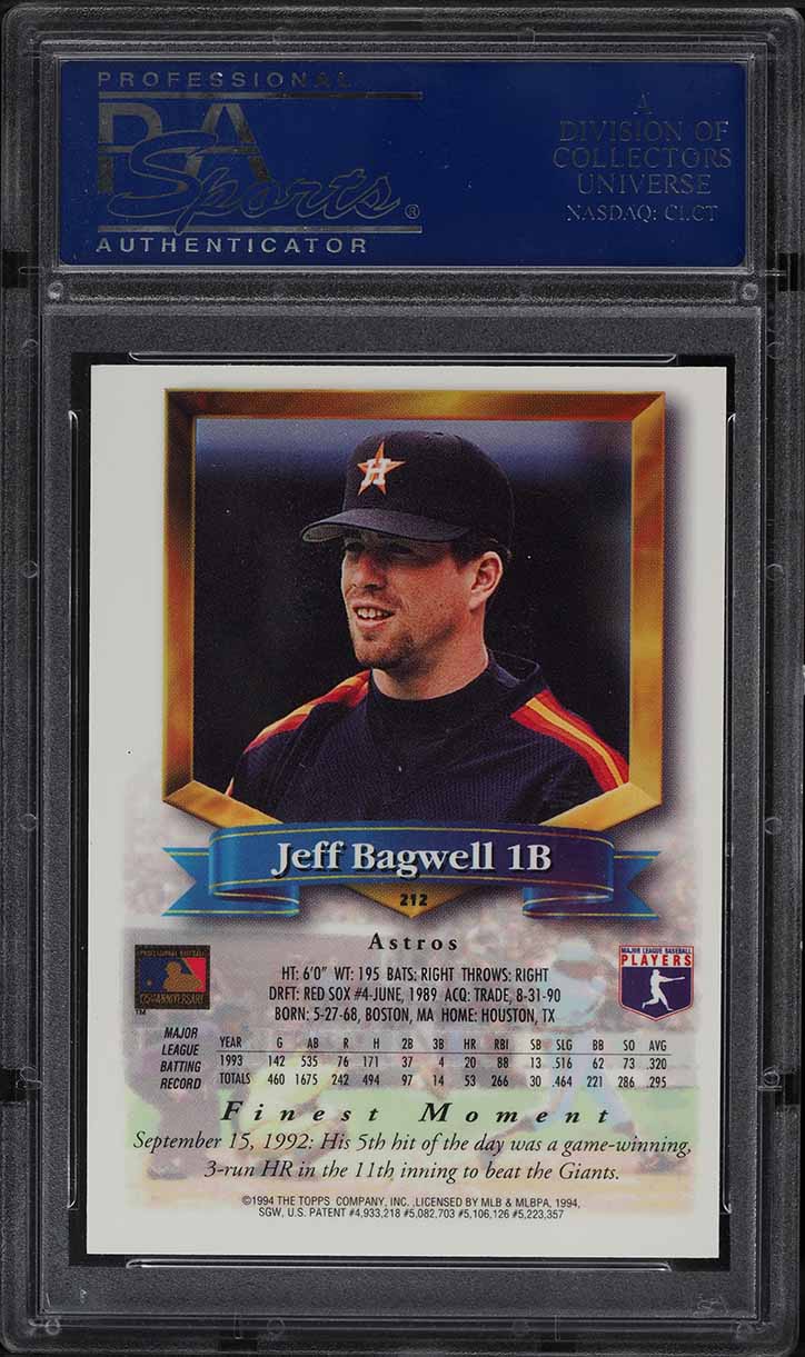 1994 Finest Refractor Jeff Bagwell #212 PSA 10 GEM MINT