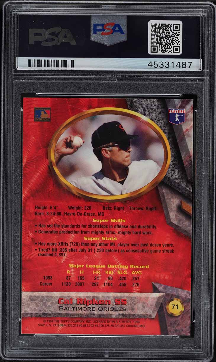 1994 Bowman's Best Red Refractor Cal Ripken Jr. #71 PSA 9 MINT