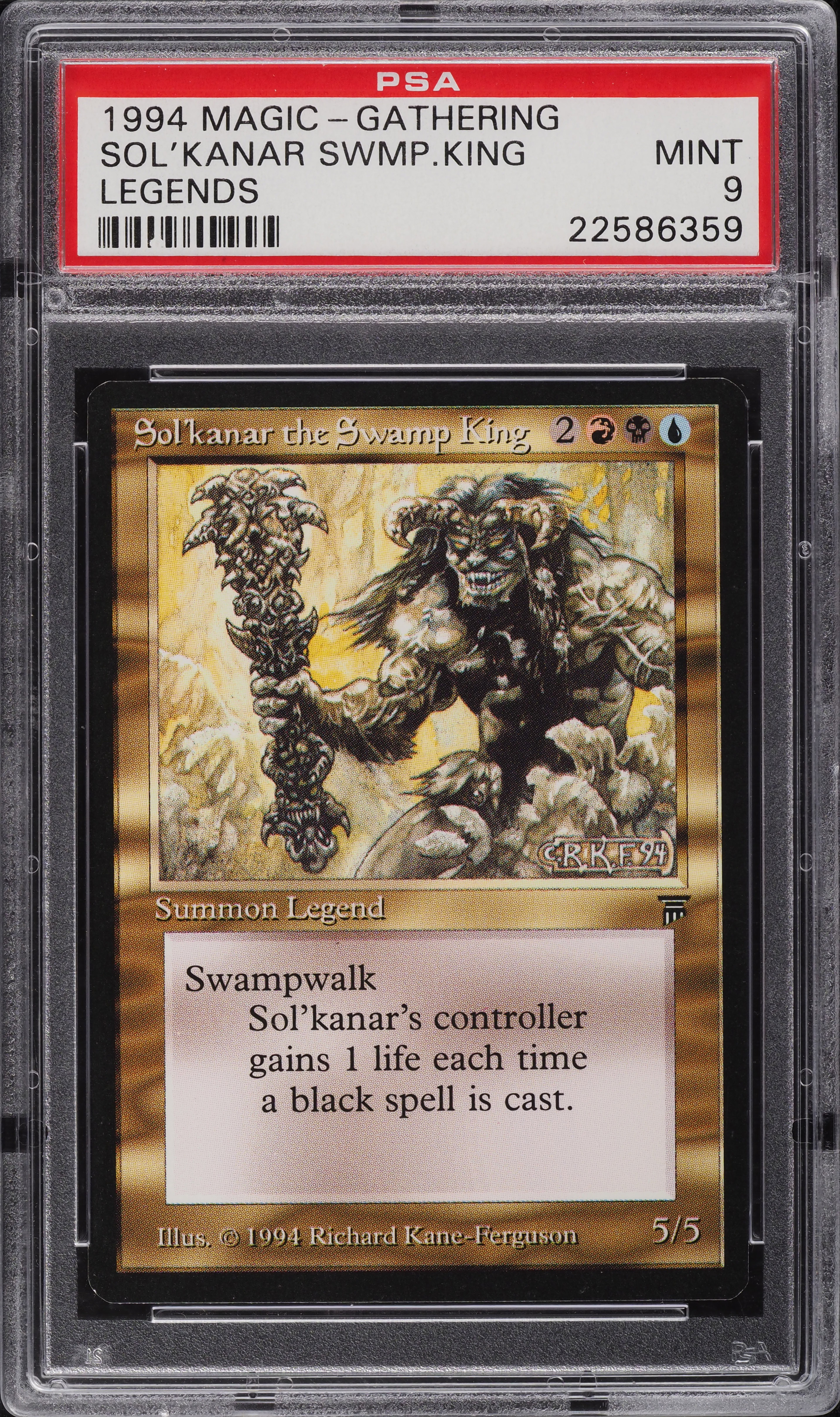 1994 Magic The Gathering MTG Legends Sol'kanar The Swamp King PSA