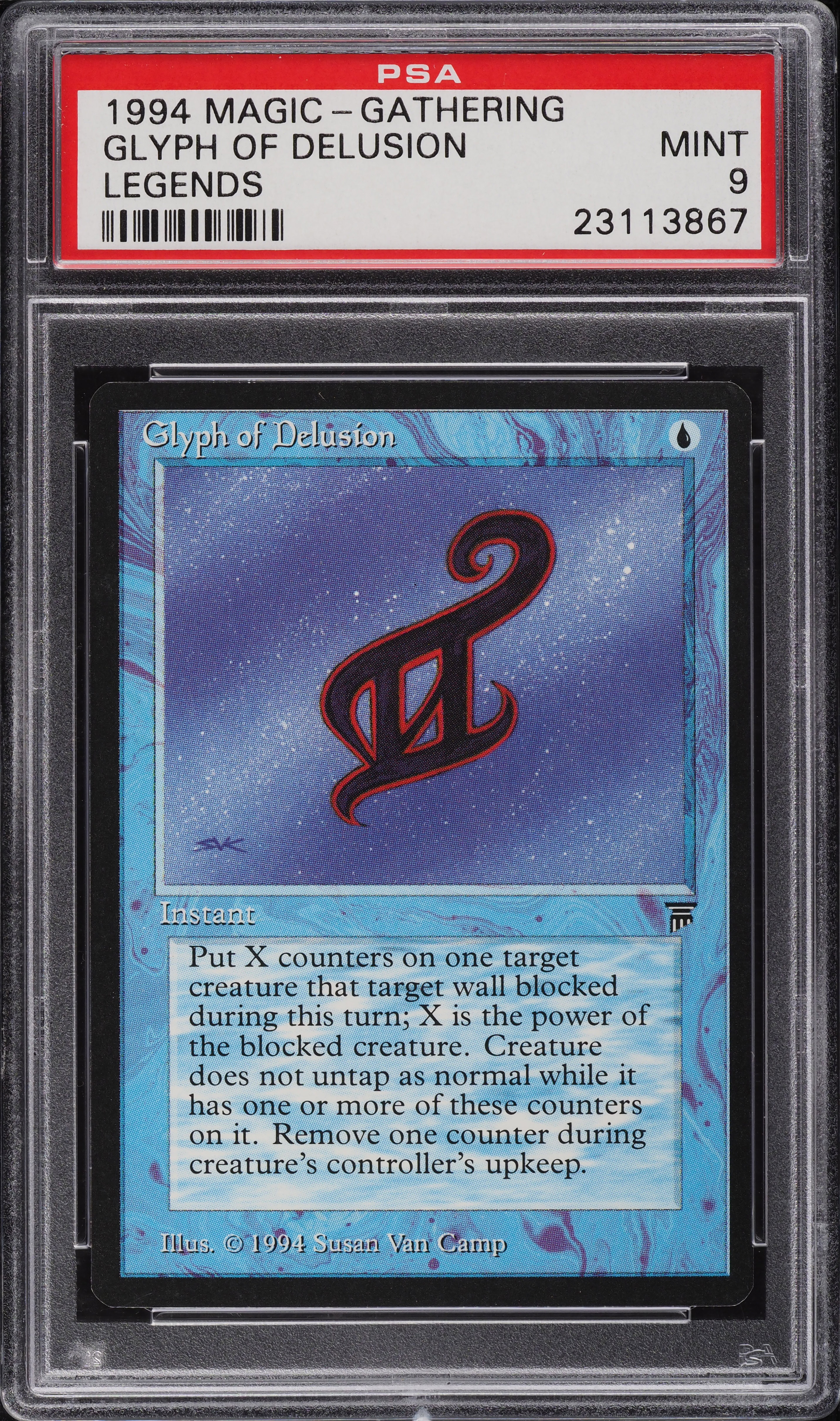 1994 Magic The Gathering MTG Legends Glyph Of Delusion PSA 9 MINT