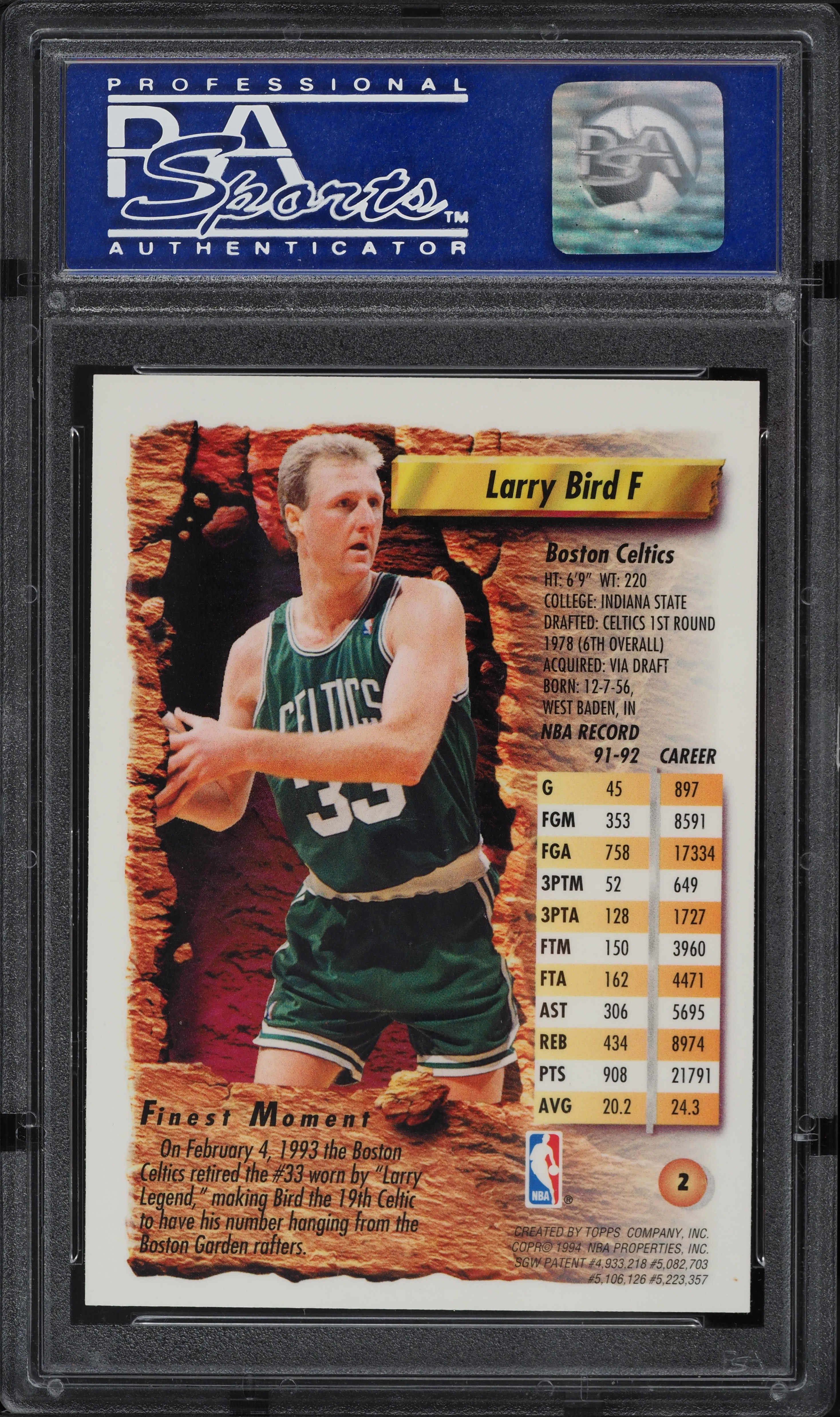 1993 Finest Refractor Larry Bird #2 PSA 9 MINT on Fanatics Collect
