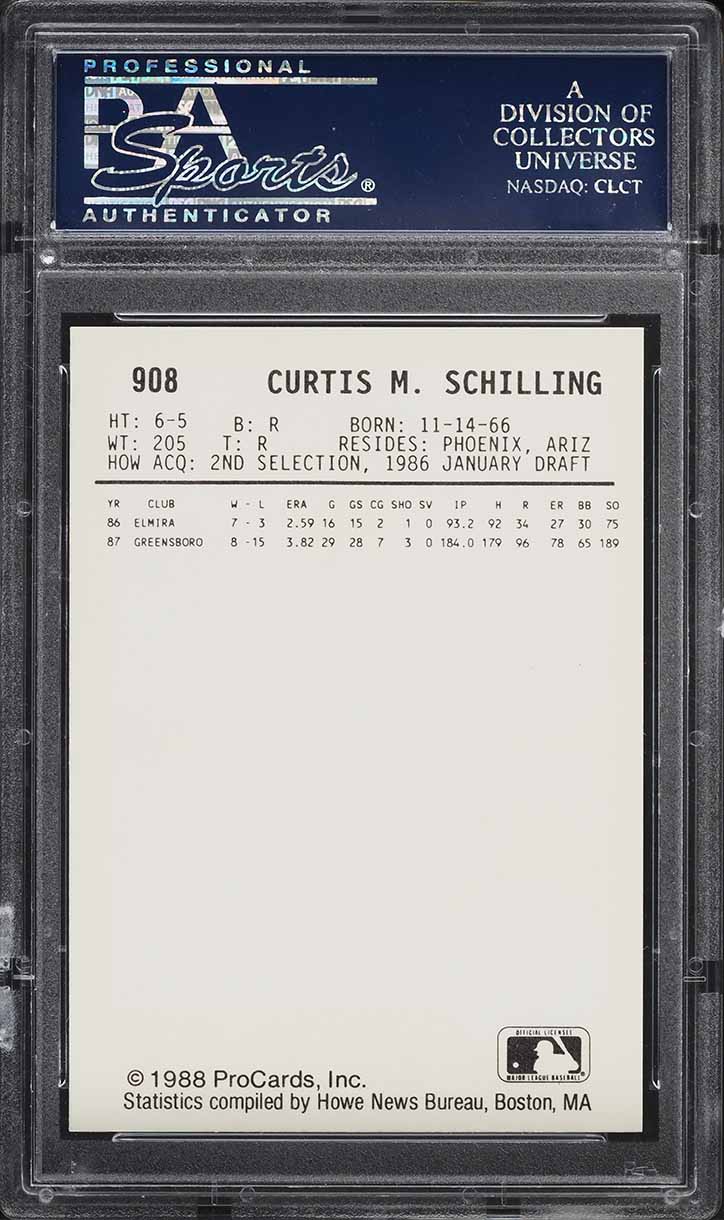 1988 Procards New Britain Red Sox Curt Shilling ROOKIE #908 PSA 10 GEM MINT
