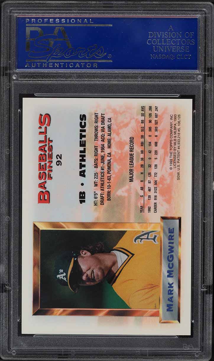 1993 Finest Refractor Mark McGwire #92 PSA 9 MINT