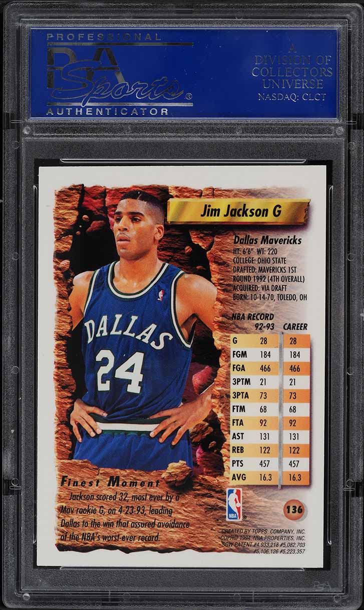 1993 Finest Refractor Jim Jackson #136 PSA 9 MINT on Fanatics Collect