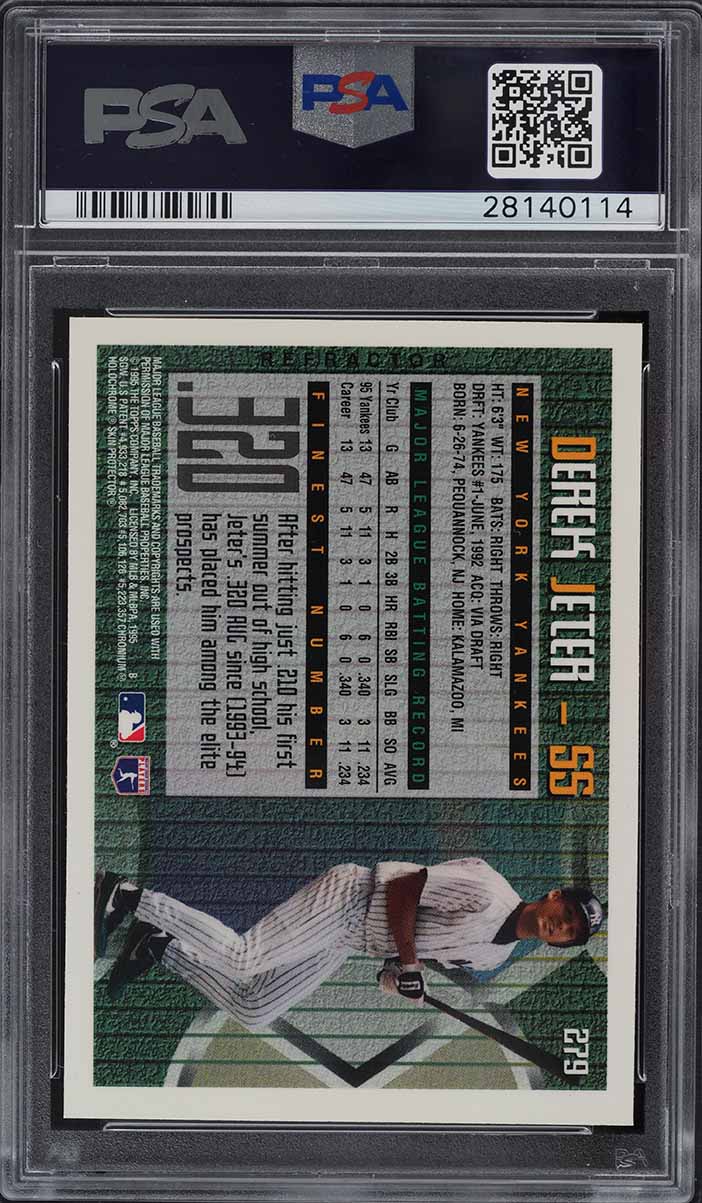 1995 Finest Refractor w/ Coating Derek Jeter ROOKIE #279 PSA 9 MINT