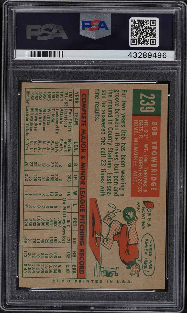 1959 Topps Bob Trowbridge #239 PSA 8 NM-MT