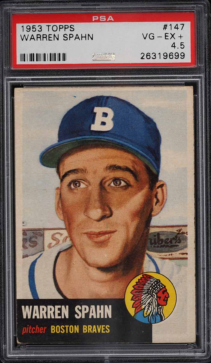 1953 Topps Warren Spahn SHORT PRINT #147 PSA 4.5 VGEX+