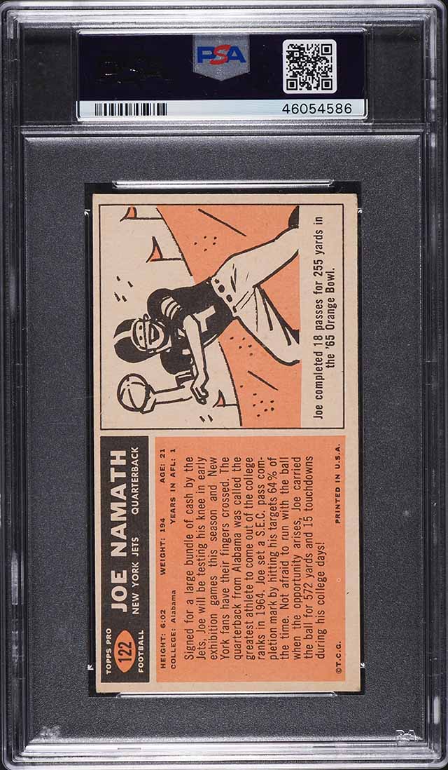 1965 Topps Football Joe Namath ROOKIE #122 PSA 4.5 VGEX+