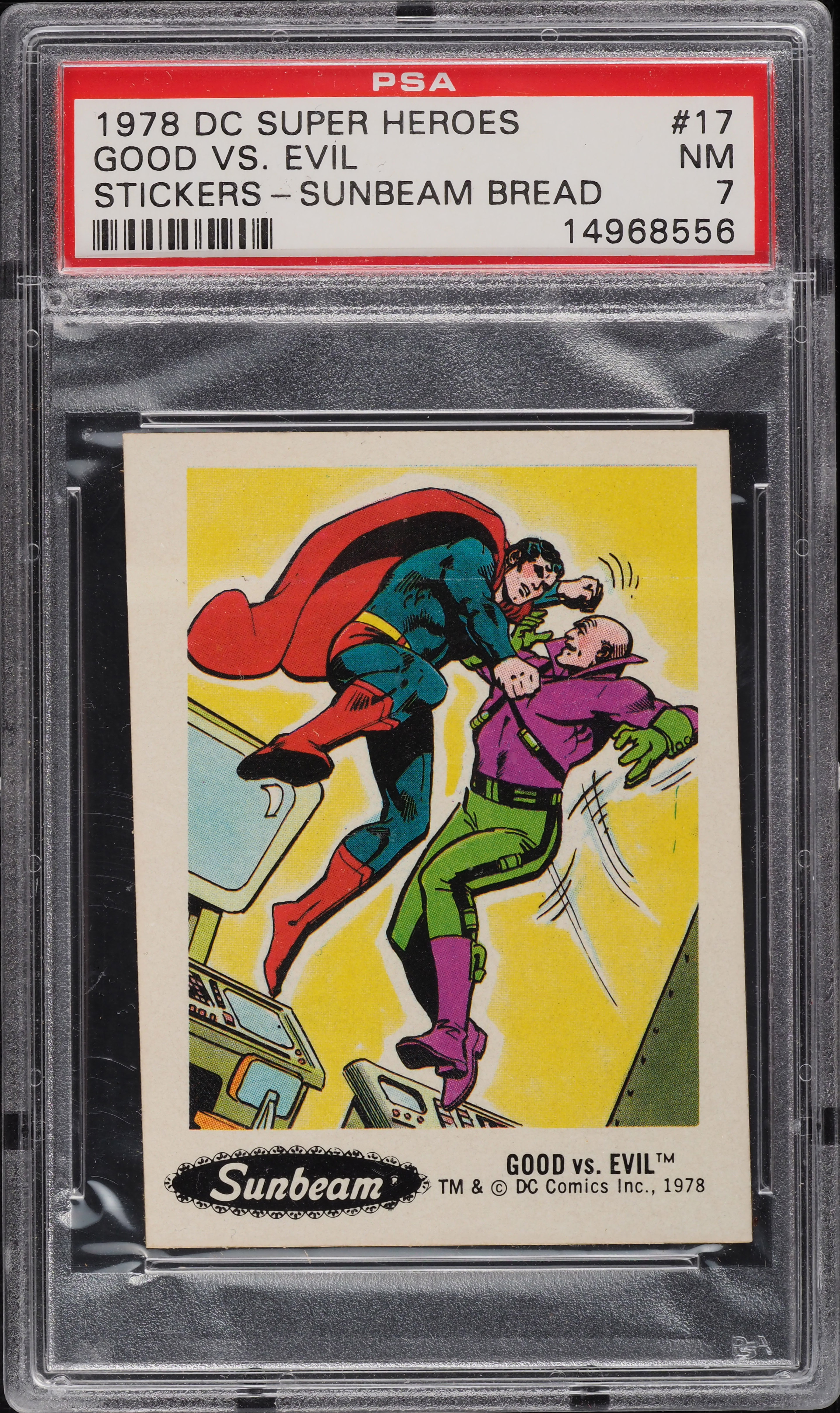 1978 DC Super Heroes Stickers Sunbeam Bread Good Vs. Evil #17 PSA