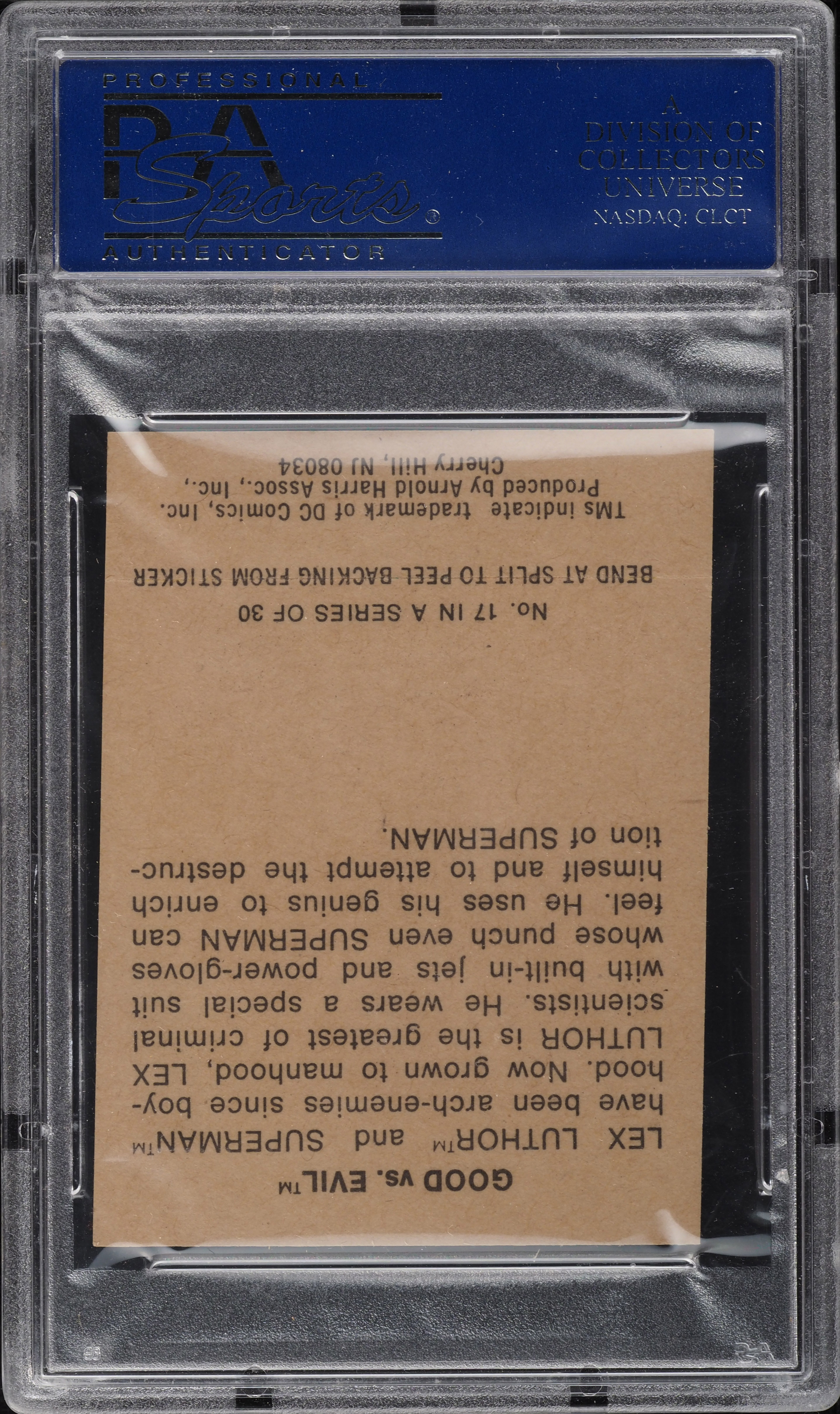 1978 DC Super Heroes Stickers Sunbeam Bread Good Vs. Evil #17 PSA