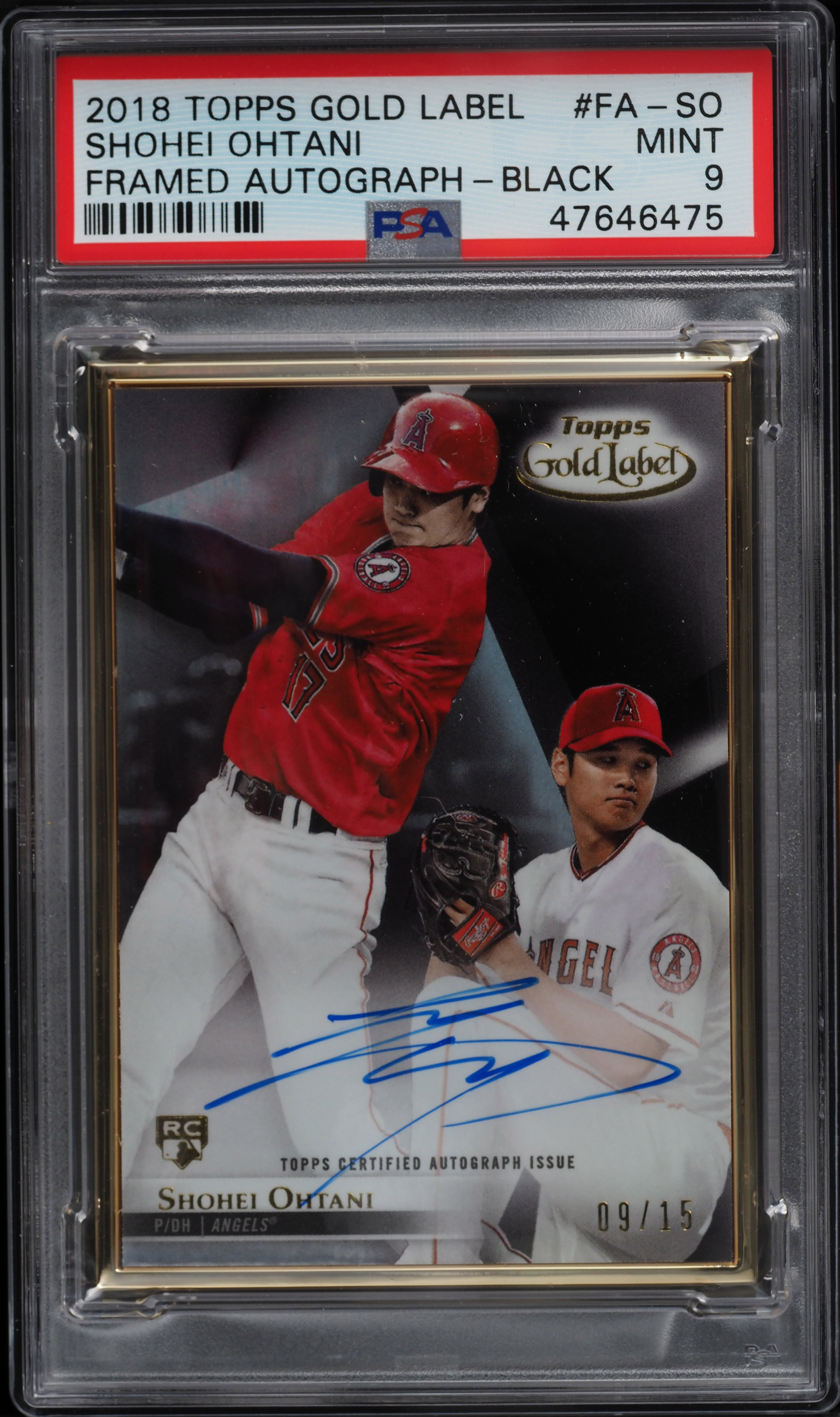 2018 Topps Gold Label Framed Black Shohei Ohtani ROOKIE RC AUTO