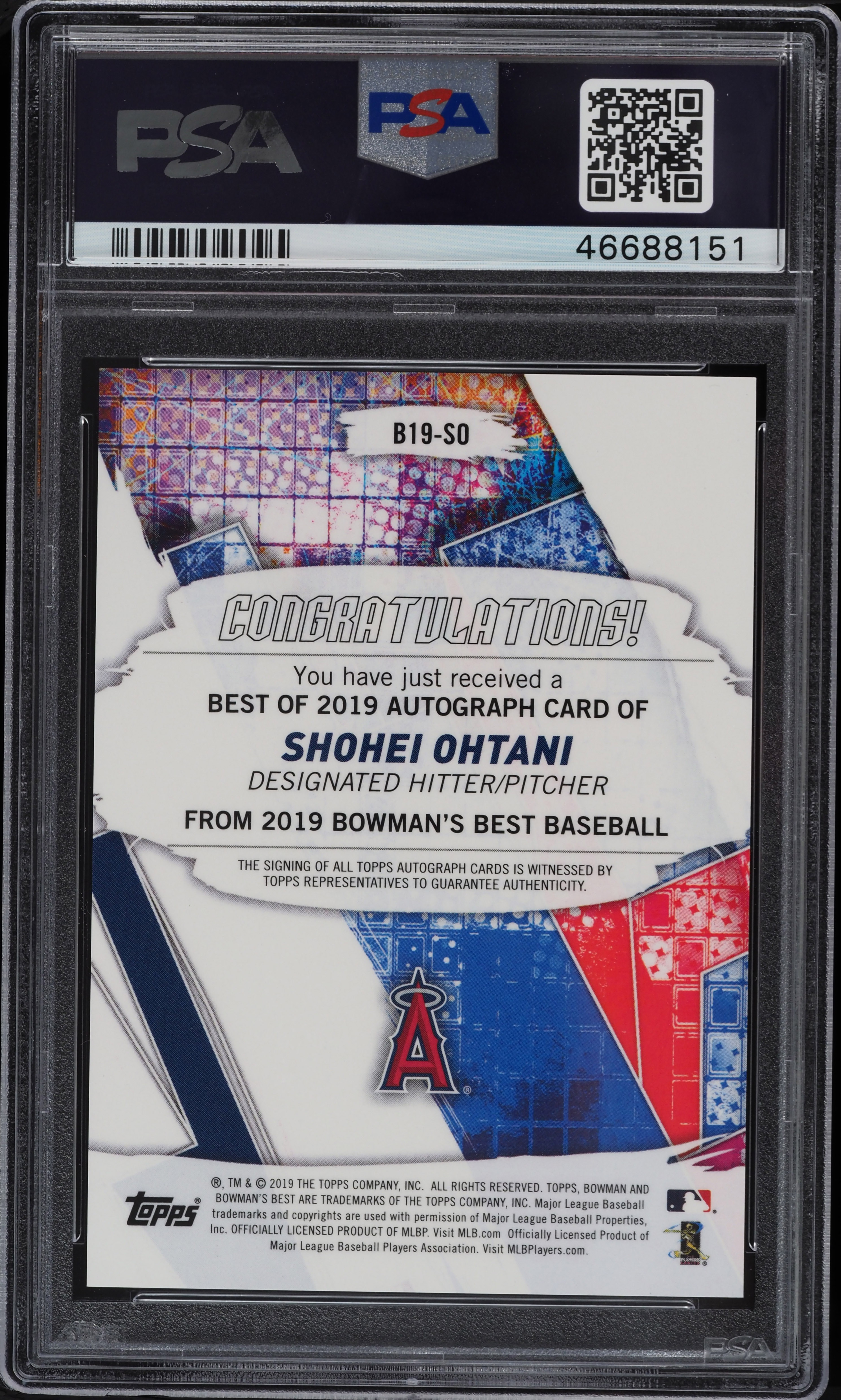 2019 Bowman's Best Of '19 Gold Refractor Shohei Ohtani AUTO /50