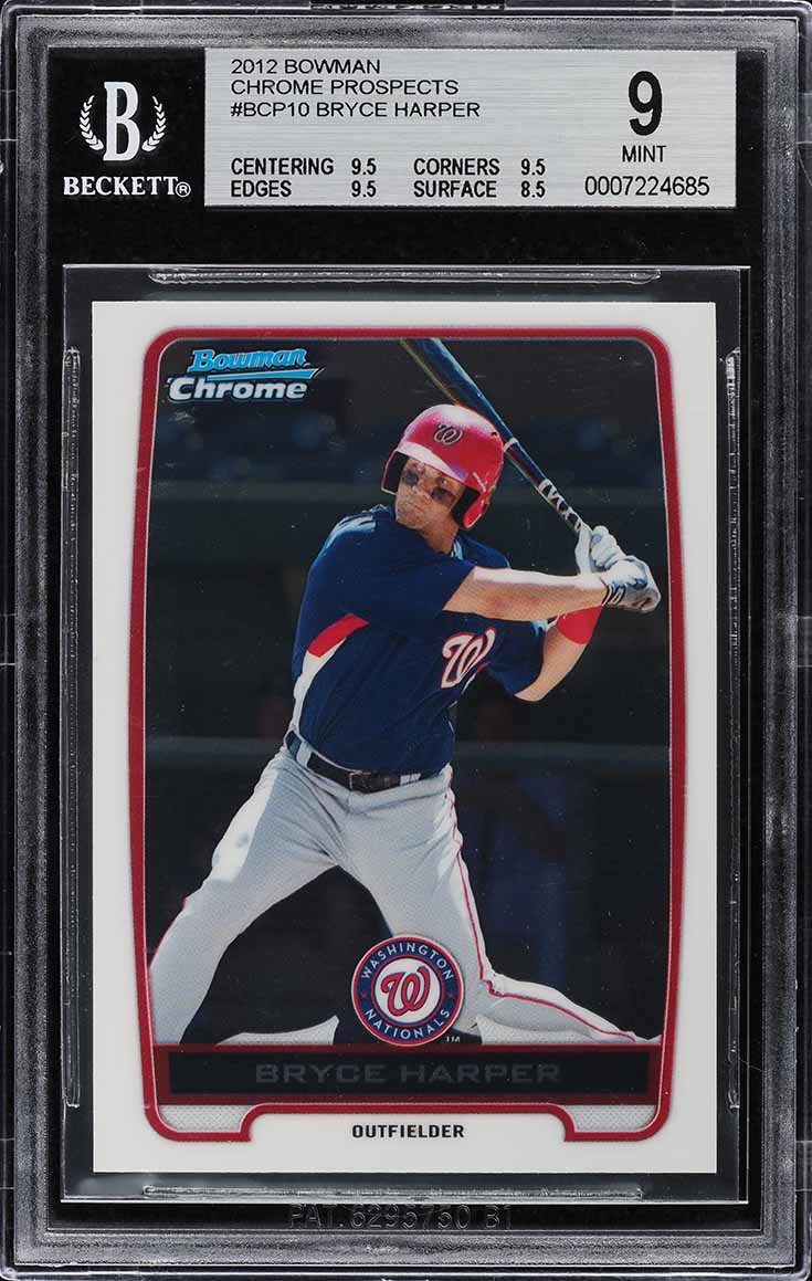 2012 Bowman Chrome Prospects Bryce Harper ROOKIE #BCP10 BGS 9 MINT