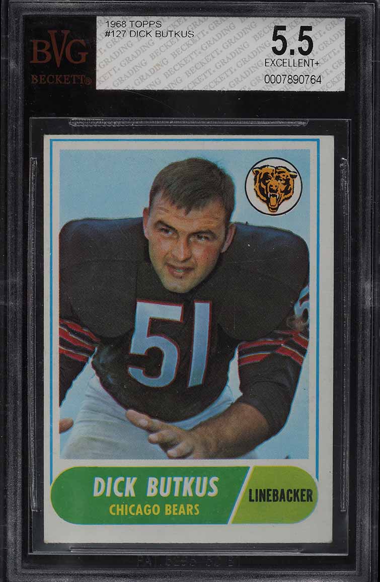 1968 Topps Football Dick Butkus #127 BVG 5.5 EX+