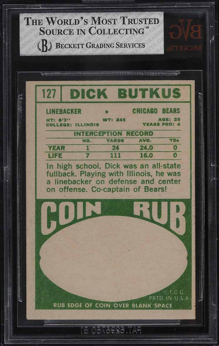1968 Topps Football Dick Butkus #127 BVG 5.5 EX+