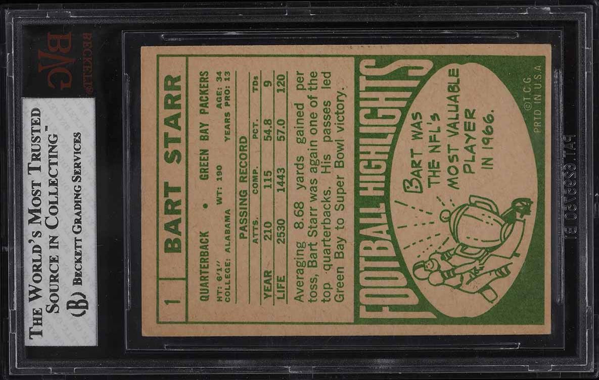 1968 Topps Football Bart Star #1 BVG 4.5 VGEX+