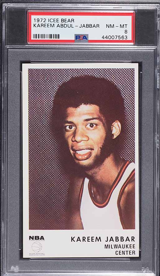 1972 Icee Bear Basketball Kareem Abdul-Jabbar PSA 8 NM-MT