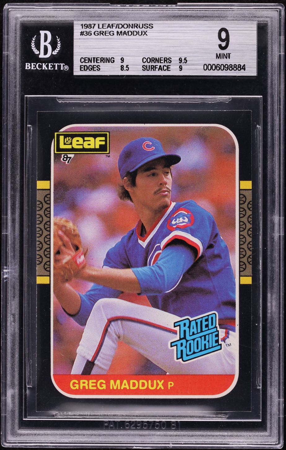 1987 Leaf Greg Maddux ROOKIE #36 BGS 9 MINT
