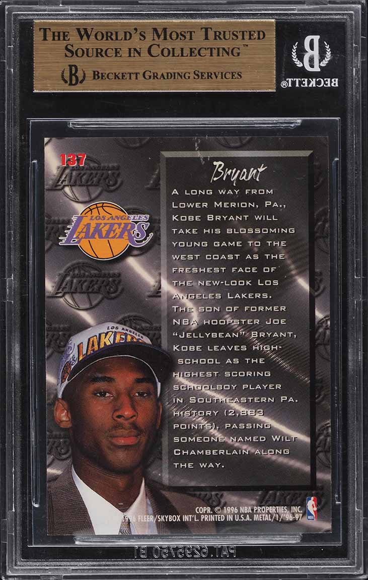 1996 Metal Fresh Foundation Kobe Bryant ROOKIE #137 BGS 9.5 GEM MINT