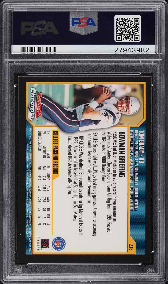2000 Bowman Chrome Tom Brady ROOKIE #236 PSA 9 MINT