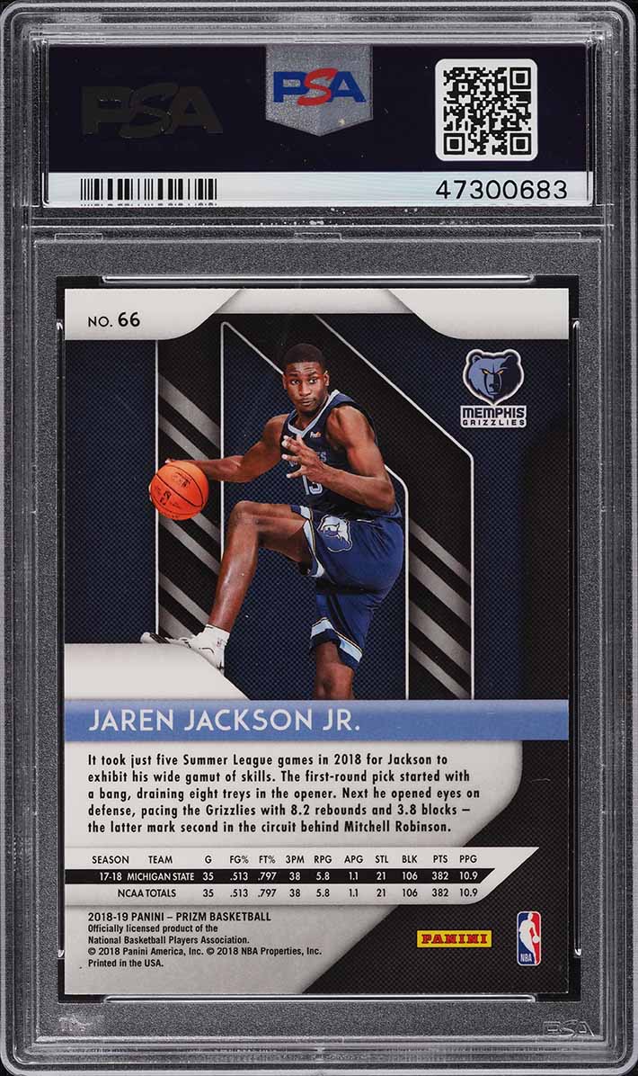 2018 Panini Prizm Jaren Jackson Jr. ROOKIE #66 PSA 10 GEM MINT