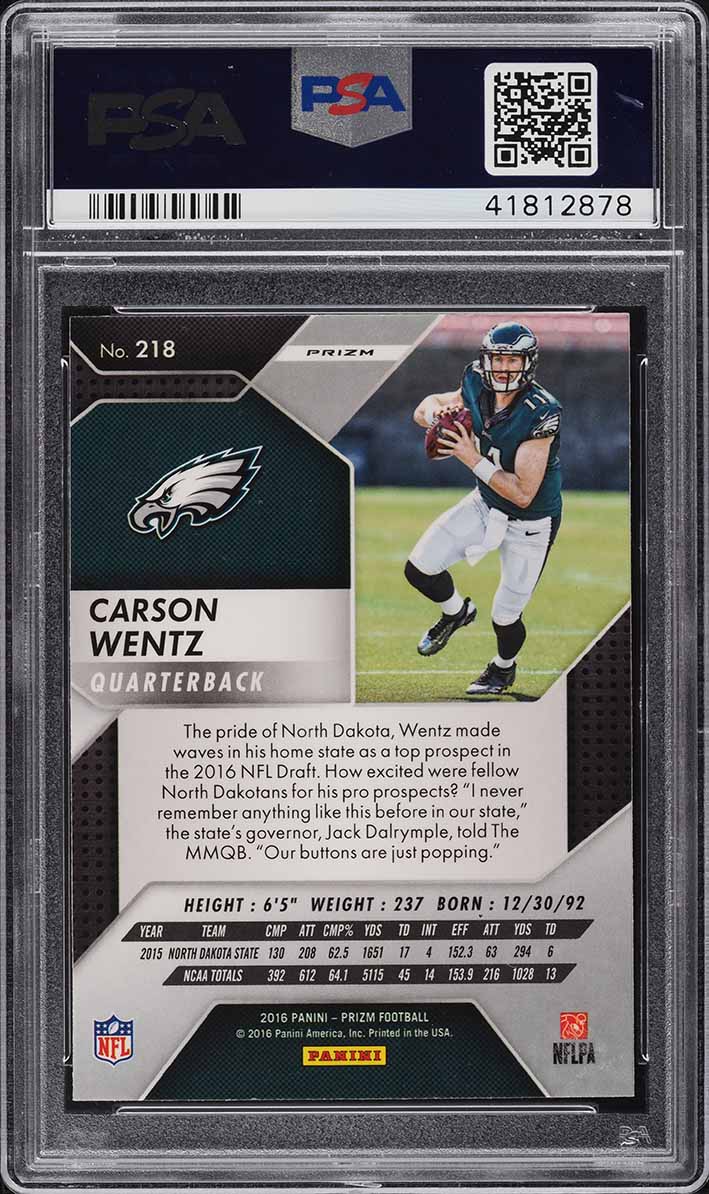 2016 Panini Prizm Silver Prizms Carson Wentz ROOKIE #218 PSA 10 GEM MINT