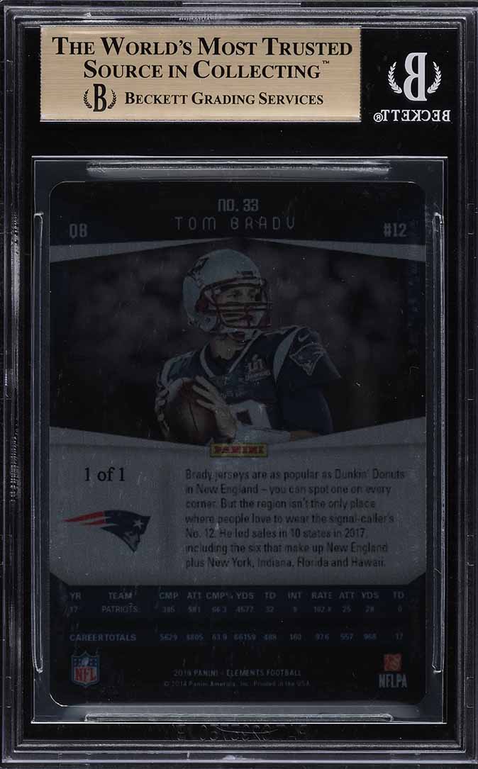 2018 Panini Elements Platinum Tom Brady 1/1 #33 BGS 9.5 GEM MINT