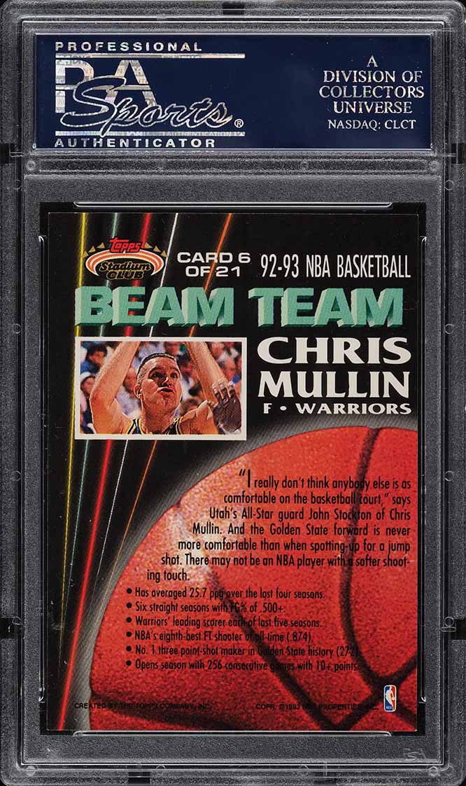 1992 Stadium Club Beam Team Chris Mullin #6 PSA 10 GEM MINT