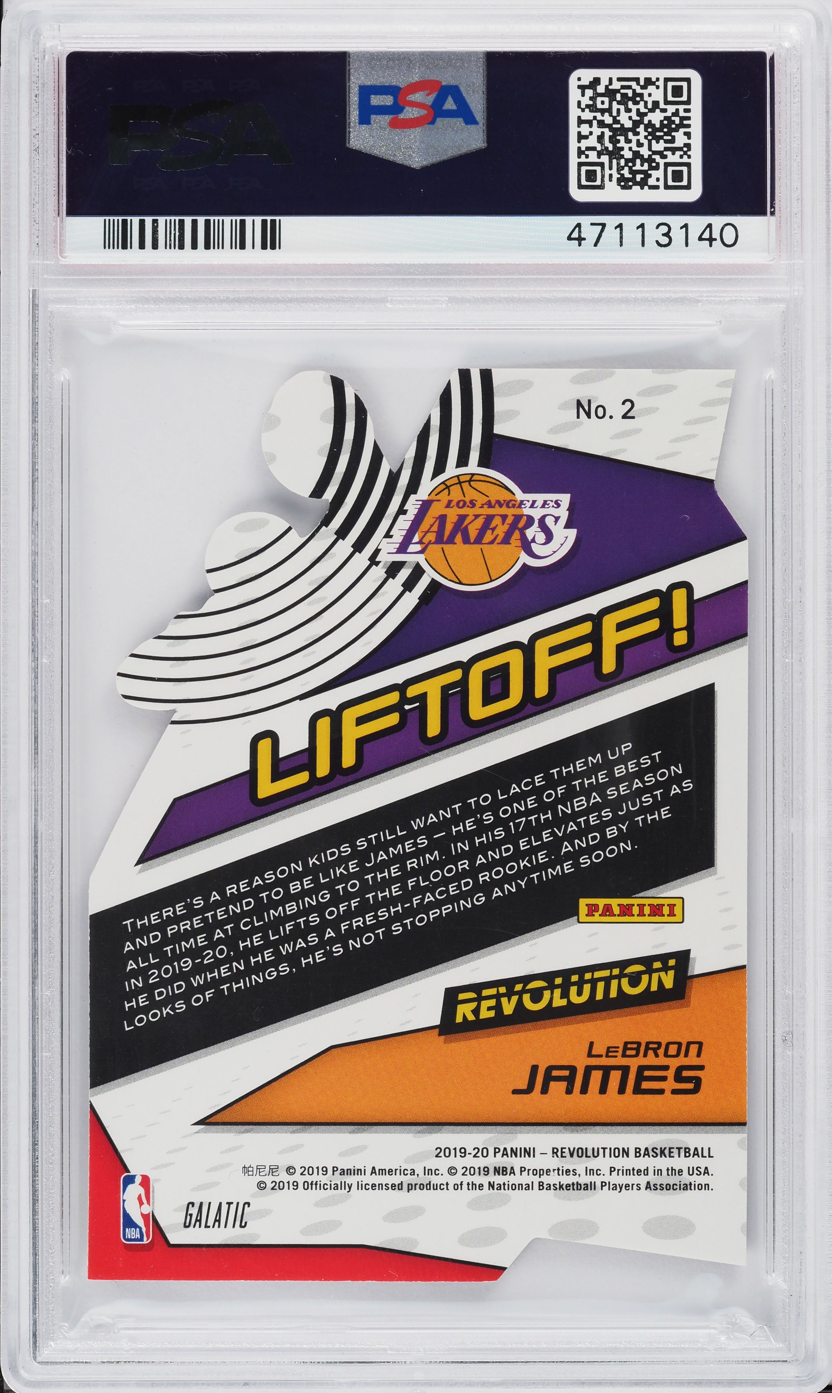 2019 Panini Revolution Liftoff! Galactic LeBron James #2 PSA 10