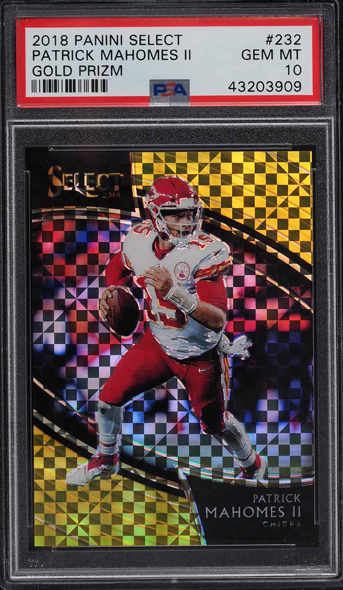 2018 Select Field Level Gold Prizm Patrick Mahomes II /10 #232 PSA 10 GEM MINT