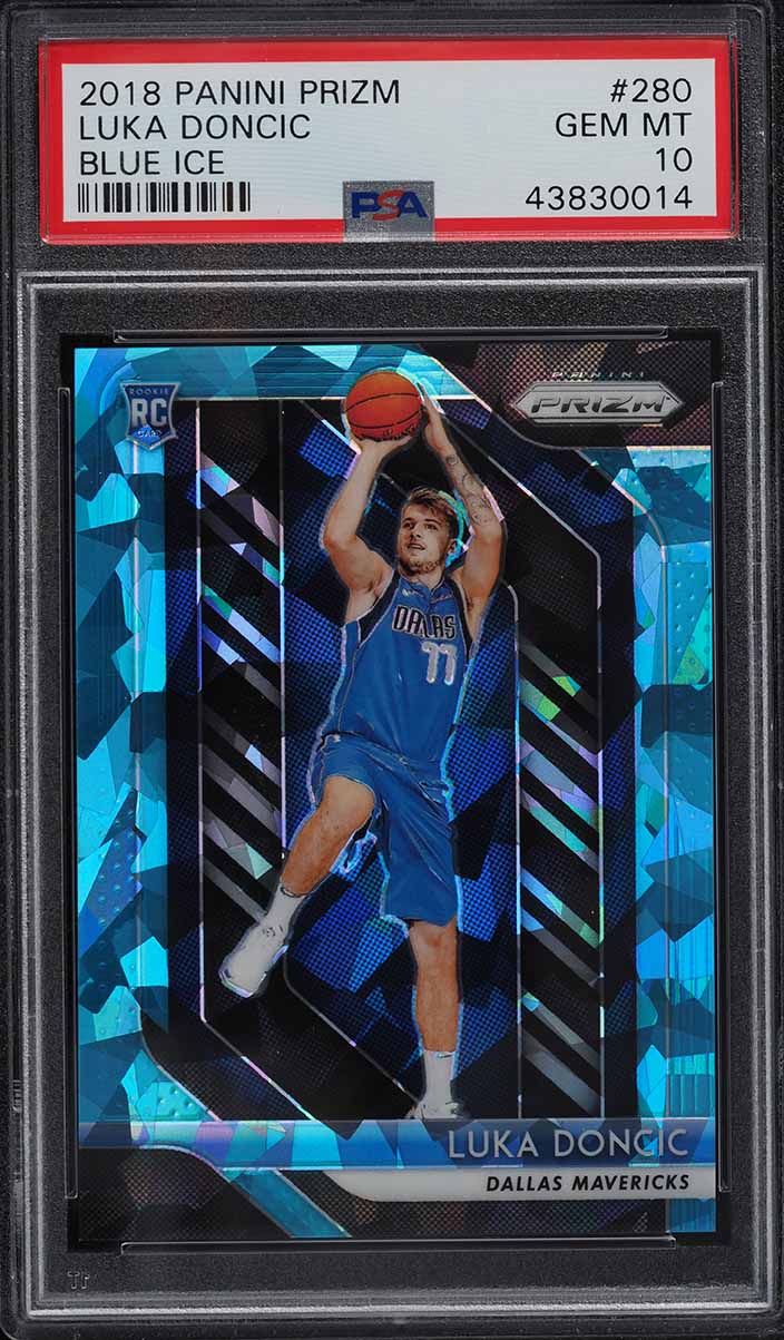 2018 Panini Prizm Blue Ice Prizms Luka Doncic ROOKIE /99 #280 PSA 10 GEM MINT