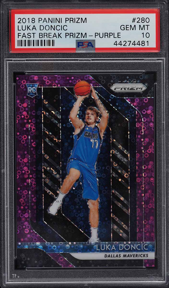 2018 Panini Prizm Fast Break Purple Luka Doncic ROOKIE /75 #280 PSA 10 GEM MINT