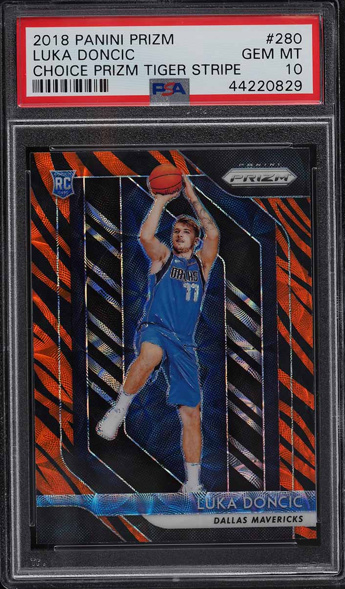 2018 Panini Prizm Choice Tiger Stripe Luka Doncic ROOKIE #280 PSA