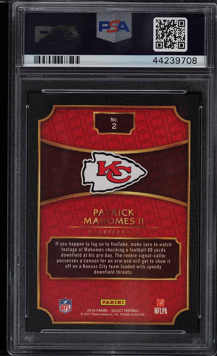 2016 Select '17 Prizm XRC Patrick Mahomes II ROOKIE RC #2 PSA 10 GEM MINT
