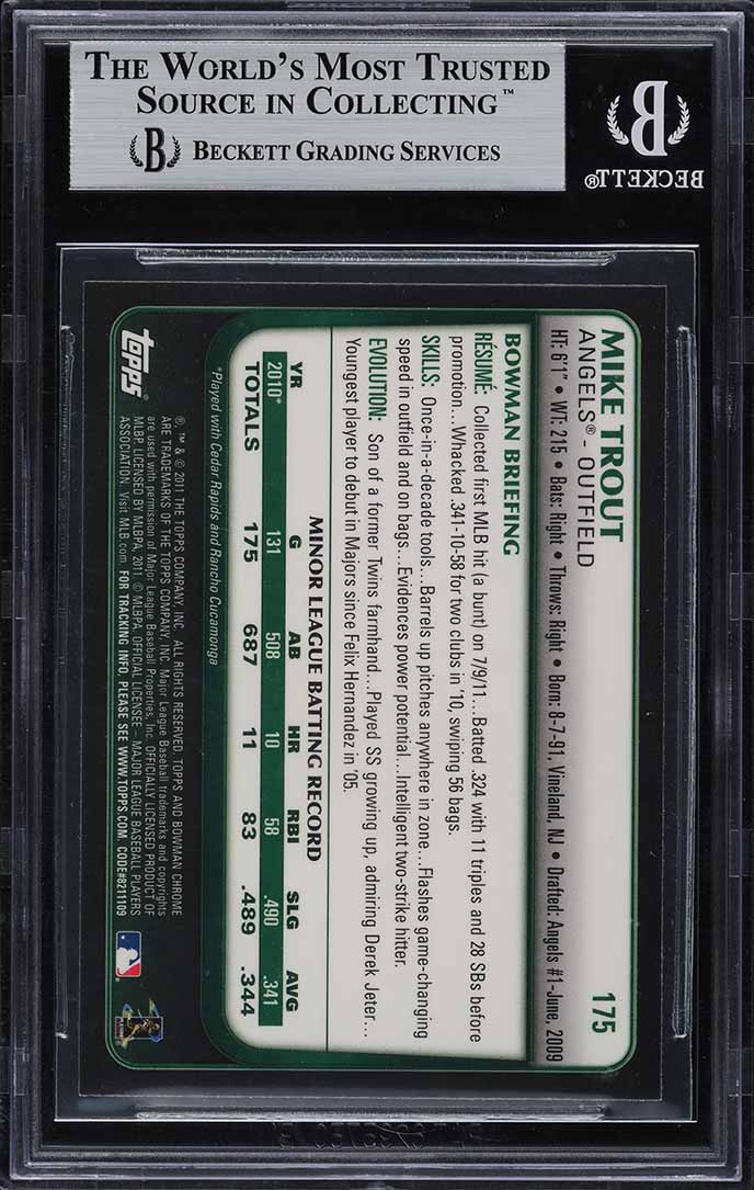 2011 Bowman Chrome Mike Trout ROOKIE RC #175 BGS 9 MINT