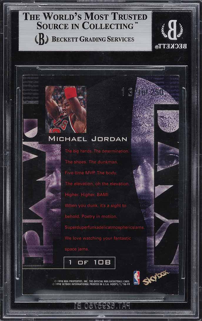 1998 Hoops Bams Michael Jordan /250 #1 BGS 8.5 NM-MT+