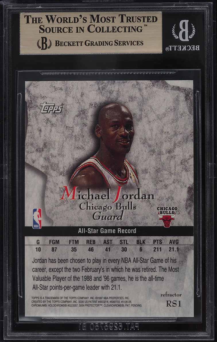 1997 Topps Rock Star Non Die-Cut Refractor Michael Jordan #RS1 BGS 9.5 GEM MINT