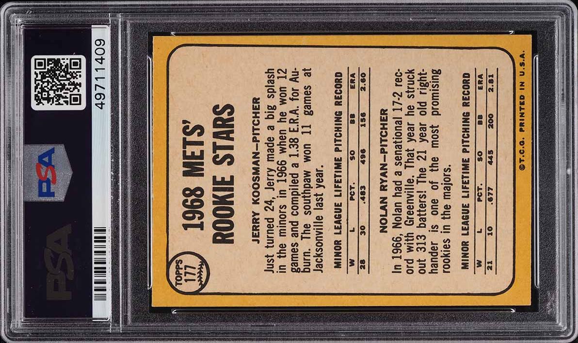 1968 Topps Nolan Ryan ROOKIE #177 PSA 7 NRMT