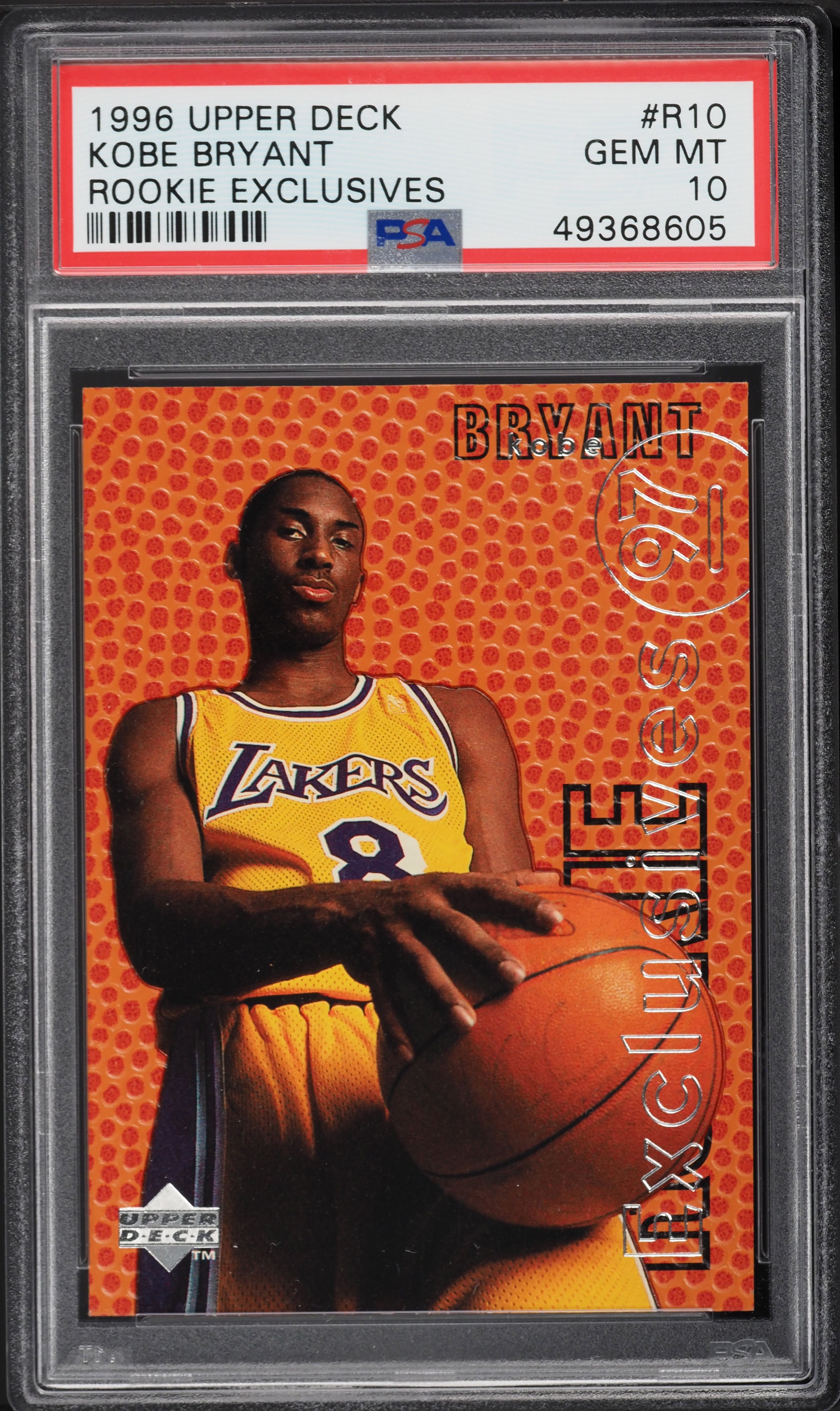 1996 Upper Deck Exclusives Kobe Bryant ROOKIE #R10 PSA 10 GEM MINT