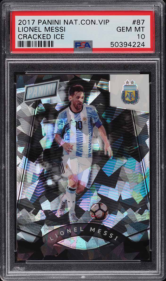 2017 Panini National Convention VIP Cracked Ice Lionel Messi /25 #87 PSA 10 GEM