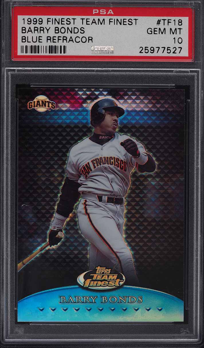 1999 Finest Team Blue Refractor Barry Bonds /150 #TF18 PSA 10 GEM MINT
