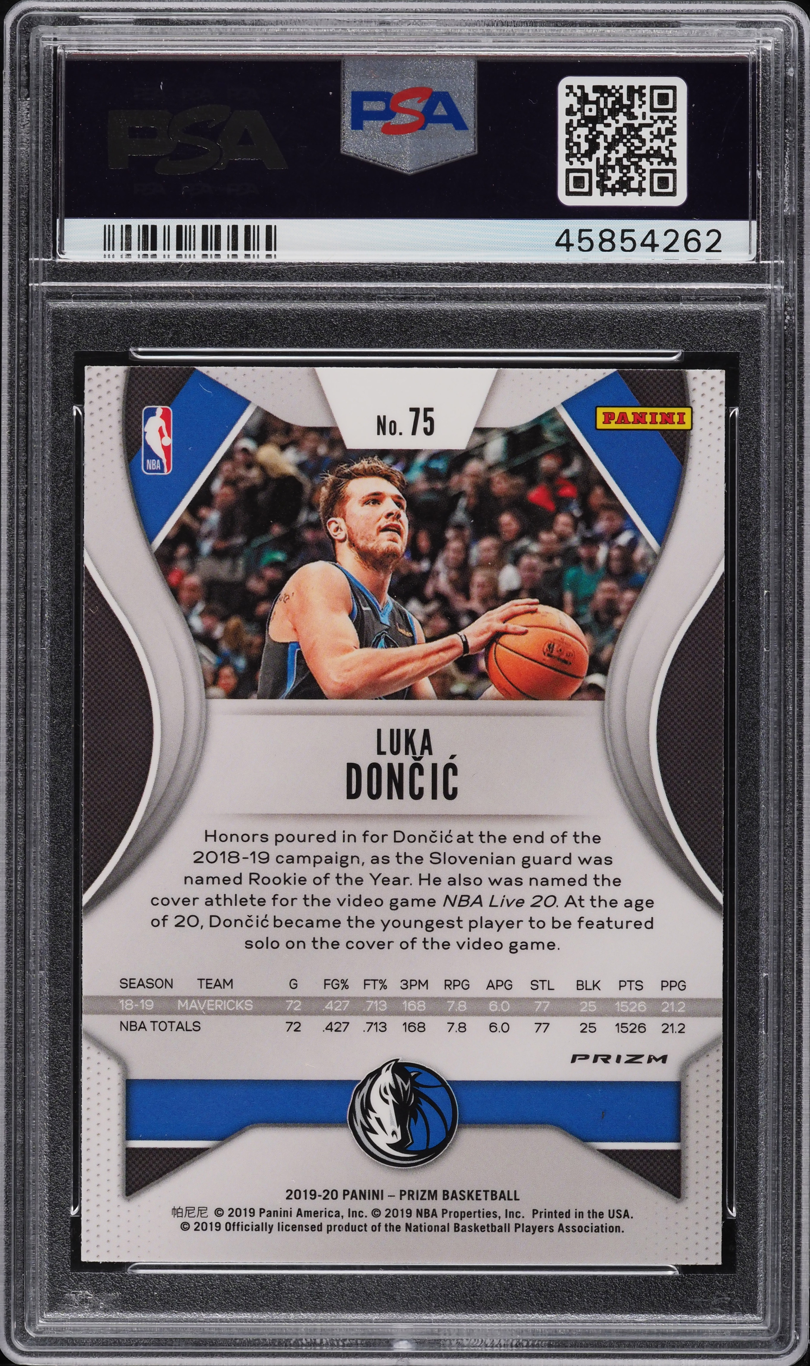 2019 Panini Prizm Silver Luka Doncic #75 PSA 10 GEM MINT on
