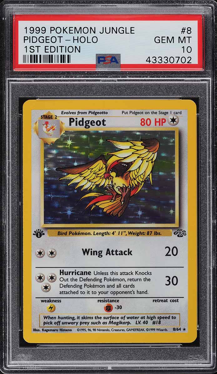 1999 Pokemon Jungle 1st Edition Holo Pidgeot #8 PSA 10 GEM MINT