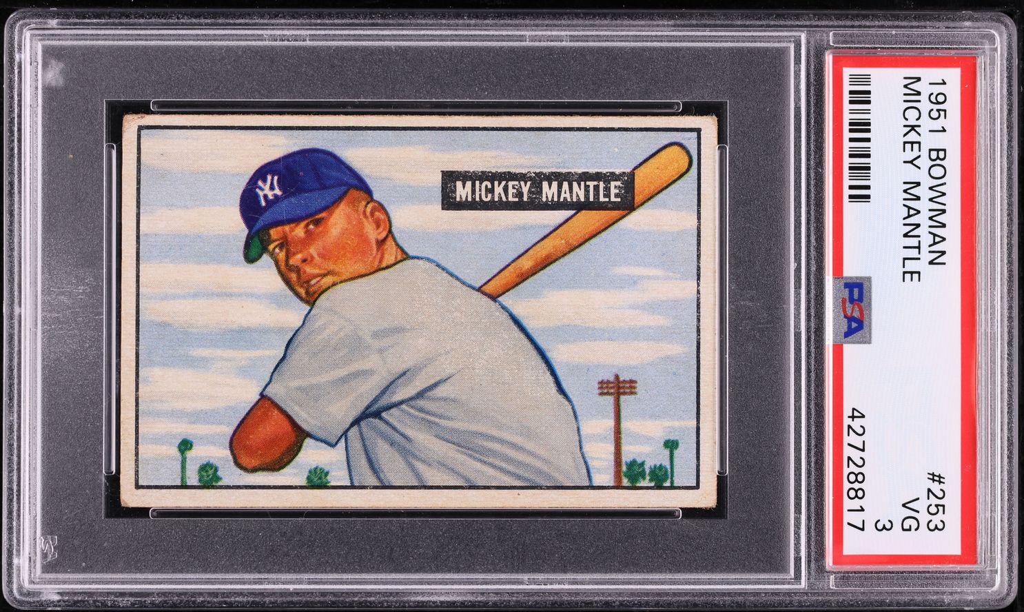 1951 Bowman Mickey Mantle ROOKIE #253 PSA 3 VG