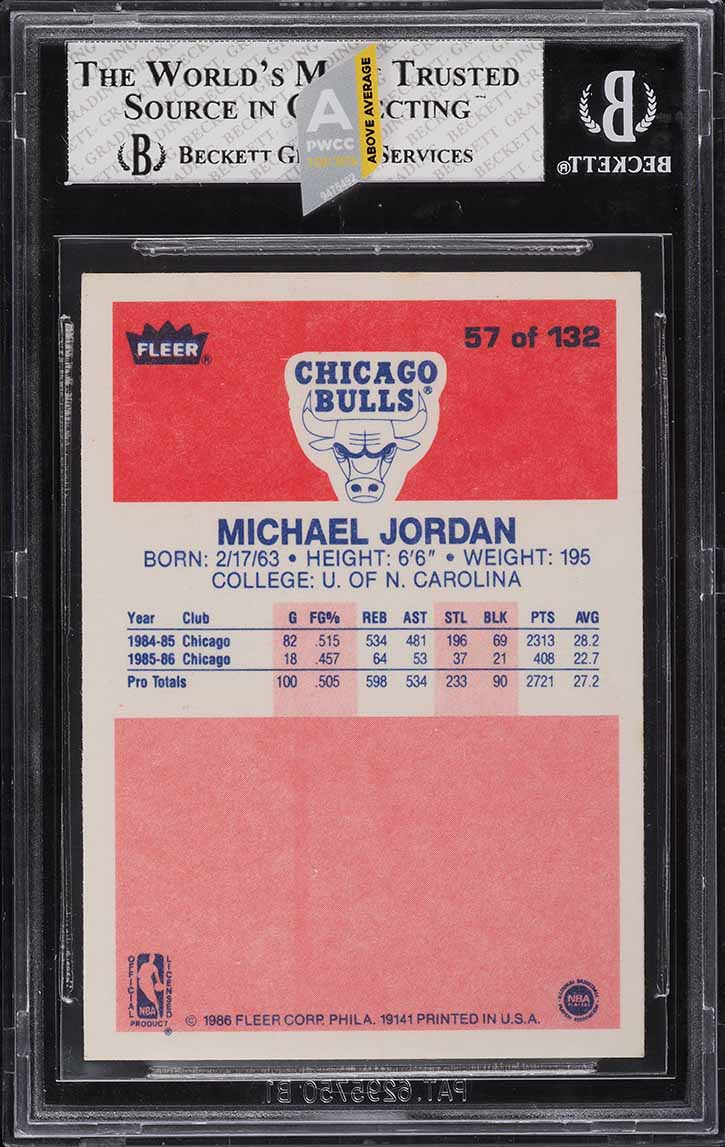 1986 Fleer Basketball Michael Jordan ROOKIE #57 BGS 8 NM-MT (PWCC-A)